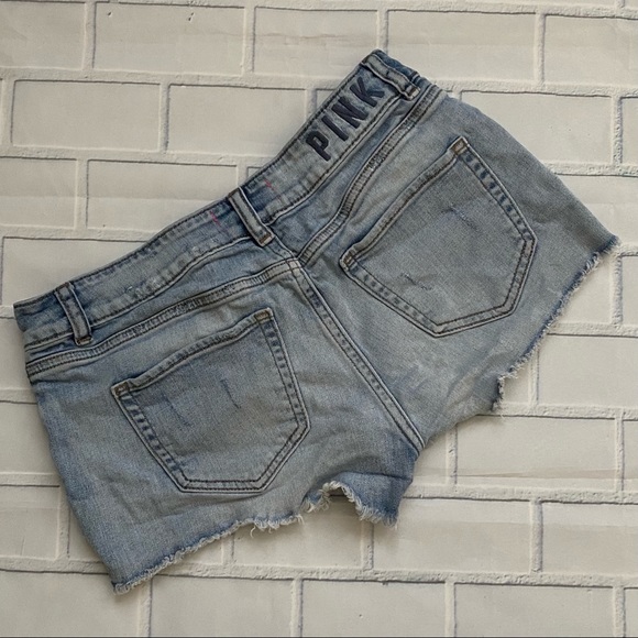 PINK Victoria’s Secret Distressed Denim Cutoff Jean Shorts - Picture 3 of 5